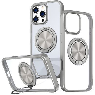 TPU+PC чехол Metal Ring with Magnetic Fit для Apple iPhone 16 Pro (6.3") Серый
