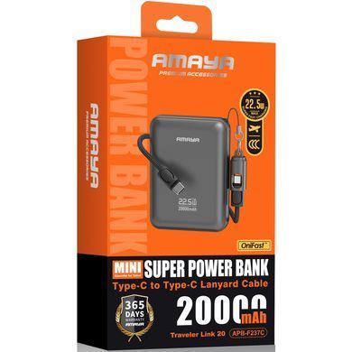 Портативное ЗУ Power Bank Amaya F237C PD22.5W with cable 20000 mAh Grey
