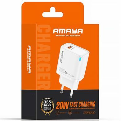 Уценка СЗУ Amaya E212S QC3.0 20W (1USB-A) Мятая упаковка / White