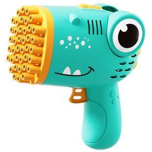 Уценка Пистолет для мыльных пузырей Dinosaur Bubble Gun с насадкой на 40 отверстий 50ml Мятая упаковка / Green
