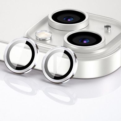 Защитное стекло Metal Classic на камеру (в упак.) для Apple iPhone 15 (6.1") / 15 Plus (6.7") Серебряный / Silver