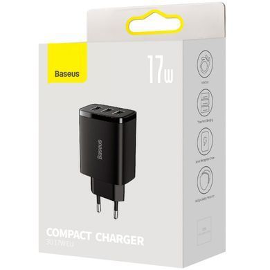 МЗП Baseus Compact 17W (3USB-A) (CCXJ02) Чорний