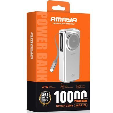 Портативний ЗП Power Bank Amaya F132 45W with display and cable 10000 mAh Silver