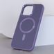 Кожаный чехол Bonbon Leather Metal Style with MagSafe для Apple iPhone 12 Pro Max (6.7") Серый / Lavender фото 3