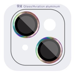 Захисне скло Metal Classic на камеру (в упак.) для Apple iPhone 15 (6.1") / 15 Plus (6.7") Бузковий / Rainbow
