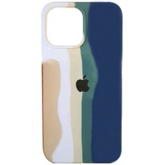Чехол Silicone case Full Rainbow для Apple iPhone 13 Pro Max (6.7") Белый / Синий