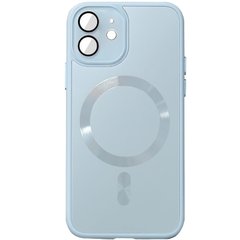 Чохол TPU+Glass Sapphire Midnight with MagSafe для Apple iPhone 12 (6.1") Блакитний / Blue