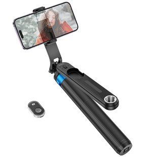 Уценка Монопод для селфи Hoco K22 трипод + съемный BT пульт Поврежденная упаковка / Black