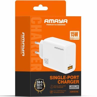 СЗУ Amaya E219S QC3.0 15W (1USB-A) White