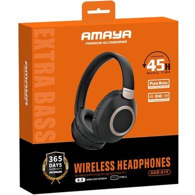 Уценка Накладные беспроводные наушники Amaya AEB-610 ENC Вскрытая упаковка / Black