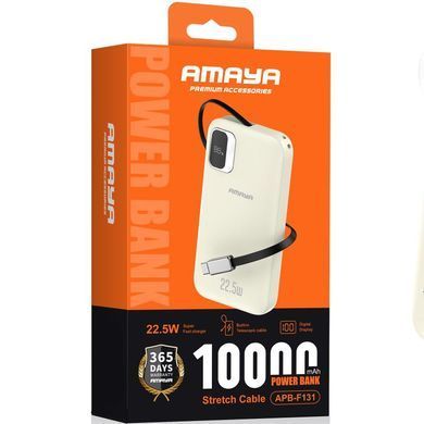 Портативний ЗП Power Bank Amaya F131 22.5W with display and cable 10000 mAh Biege