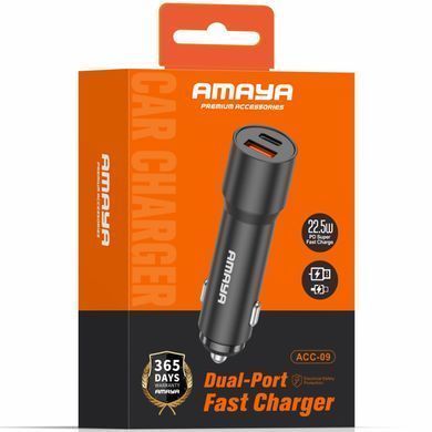 АЗУ Amaya ACC-09 PD22.5W+QC3.0 total 40.5W (1USB-A/1C) Black