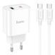СЗУ Hoco C80A Plus Rapido PD20W+QC3.0 (1USB-A/1C) + кабель Type-C to Type-C White фото 1