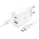 СЗУ Hoco C80A Plus Rapido PD20W+QC3.0 (1USB-A/1C) + кабель Type-C to Type-C White фото 2
