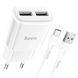 СЗУ Hoco C88A Star round 2.4A (2USB-A) + кабель USB to Type-C Белый фото 2