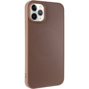 TPU чохол Carbon Protective with Magnetic Fit для Apple iPhone 12 Pro Max (6.7") Coffee