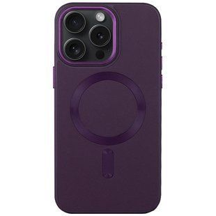 Кожаный чехол Bonbon Leather Metal Style with MagSafe для Apple iPhone 12 Pro Max (6.7") Фиолетовый / Dark Purple