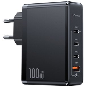 СЗУ Usams US-CC163 T50 100W 4 Ports ACCC GaN Fast Charger Black