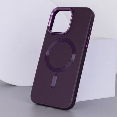 Кожаный чехол Bonbon Leather Metal Style with MagSafe для Apple iPhone 12 Pro Max (6.7") Фиолетовый / Dark Purple