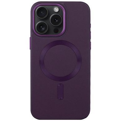 Кожаный чехол Bonbon Leather Metal Style with MagSafe для Apple iPhone 12 Pro Max (6.7") Фиолетовый / Dark Purple