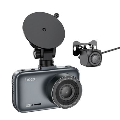 Уцінка Відеореєстратор Hoco DV6 Driving recorder with 3-inch display (with rear camera) Відкрита упаковка / Iron gray