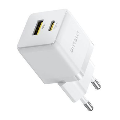СЗУ Baseus Palm Fast Charger PD20W+QC3.0 (1USB-A/1C) + кабель Type-C to Type-C (P10111608) Moon White
