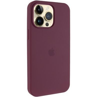 Чохол Silicone Case (AA) Logo with MagSafe для Apple iPhone 15 Pro Max (6.7") Бордовий / Plum