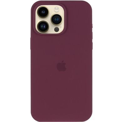 Чохол Silicone Case (AA) Logo with MagSafe для Apple iPhone 15 Pro Max (6.7") Бордовий / Plum