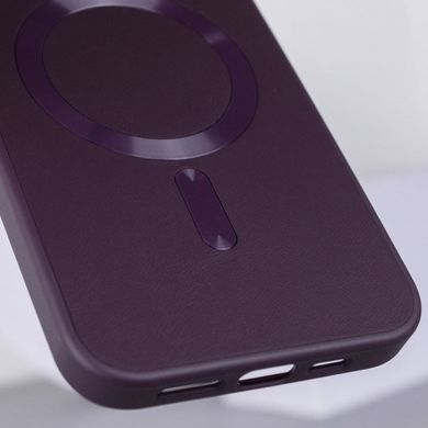 Кожаный чехол Bonbon Leather Metal Style with MagSafe для Apple iPhone 12 Pro Max (6.7") Фиолетовый / Dark Purple