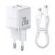 СЗУ Baseus Palm Fast Charger PD20W+QC3.0 (1USB-A/1C) + кабель Type-C to Type-C (P10111608) Moon White фото 1