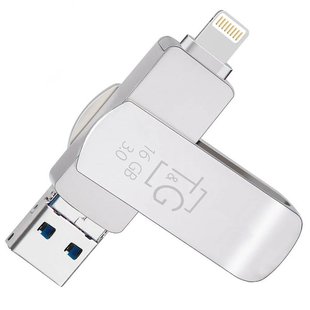 Флеш-драйв T&G 007 Metal series USB 3.0 - Lightning - MicroUSB 16GB Срібний