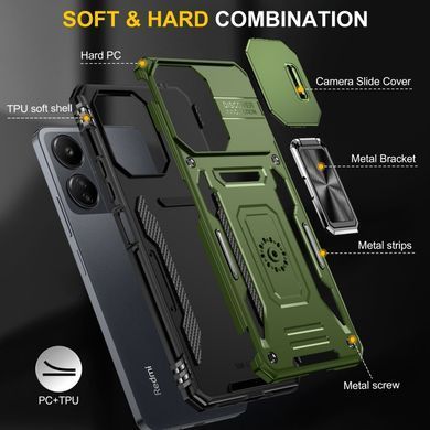 Ударопрочный чехол Camshield Army Ring для Xiaomi Poco X6 Pro Оливковый / Army Green