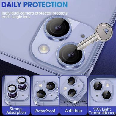 Защитное стекло Metal Classic на камеру (в упак.) для Apple iPhone 15 (6.1") / 15 Plus (6.7") Голубой / Light Blue