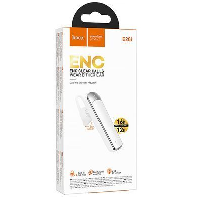 Bluetooth моно-гарнитура Hoco E201 Exceed ENC White