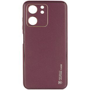 Кожаный чехол Xshield для Xiaomi Redmi 13C / Poco C65 Бордовый / Plum Red