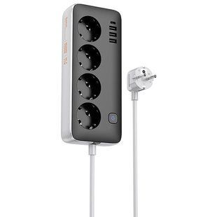 Удлинитель Hoco AC21 Sunlight 4-bit (1C/3A/4xSocket) (3m) Black