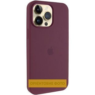 Чехол Silicone Case (AA) Logo with MagSafe для Apple iPhone 17 (6.3") Бордовый / Plum