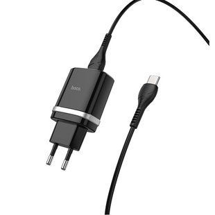 СЗУ Hoco C12Q Smart QC3.0 3A (1USB-A) + кабель USB to Type-C Черный