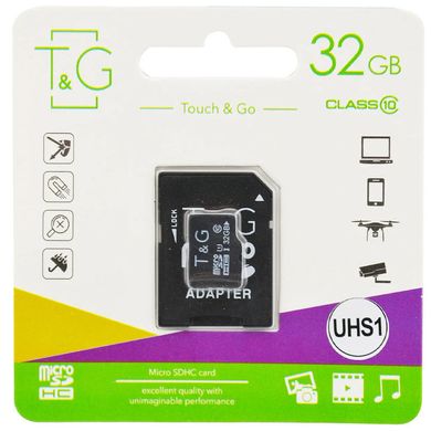 Карта пам'яті T&G microSDHC (UHS-1) 32 GB class 10 (з адаптером) Чорний