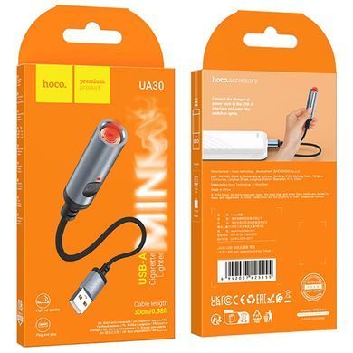 Портативный прикуриватель зажигалка Hoco UA30 USB Black