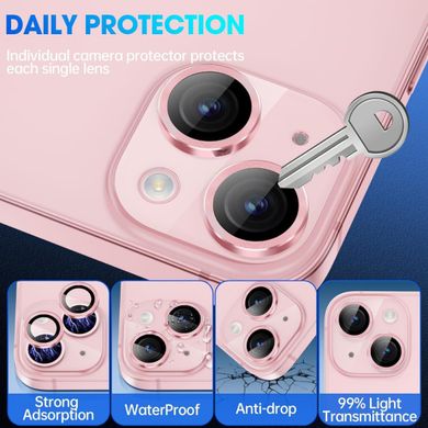Защитное стекло Metal Classic на камеру (в упак.) для Apple iPhone 15 (6.1") / 15 Plus (6.7") Розовый / Pink