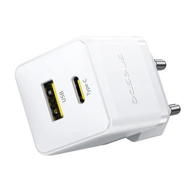 СЗУ Baseus Palm Fast Charger PD30W+QC3.0 (1USB-A/1C) + кабель Type-C to Type-C (P1011160A) Moon White