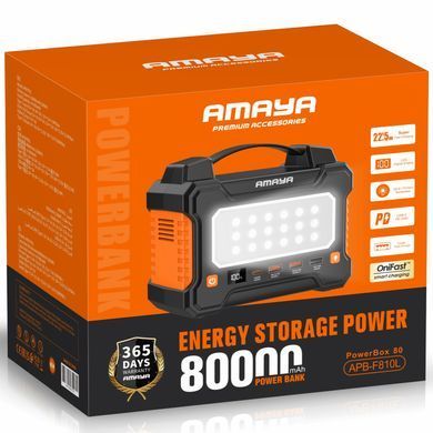 Портативное ЗУ Power Bank Amaya F810L PD22.5W flashlight 80000 mAh Black