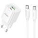 СЗУ Hoco C147A PD20W+QC3.0 (1USB-A/1C) + кабель Type-C to Type-C White фото 1