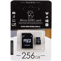 Карта пам'яті T&G microSDXC (UHS-3) 256 GB class 10 (з адаптером) Чорний