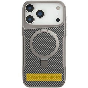 TPU+PC чохол Metal Buttons with Magnetic Fit Carbon Ring для Apple iPhone 17 Air (6.5") Сірий