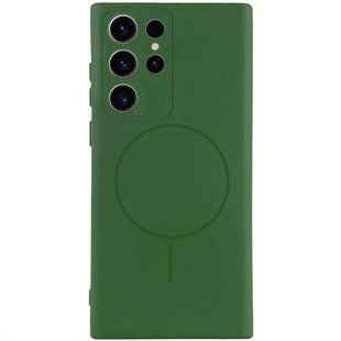 Чехол Silicone Cover Lakshmi Full Camera (AA) with MagFit для Samsung Galaxy S24 Ultra Зеленый / Dark green