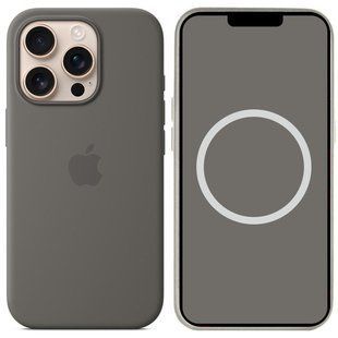 Чехол Silicone case (AAA) with Magsafe and Animation для Apple iPhone 16 Pro (6.3") Stone Grey