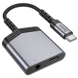 Переходник Hoco LS39 Type-C to Type-C + 3.5mm Metal gray