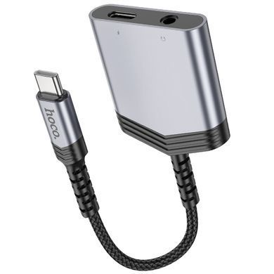 Переходник Hoco LS39 Type-C to Type-C + 3.5mm Metal gray